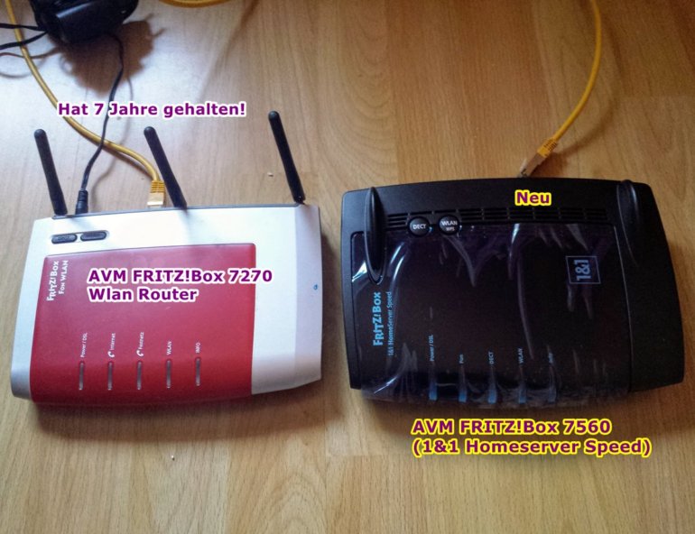 alte kaputte fritzbox 7272 und neue fritzbox 7560